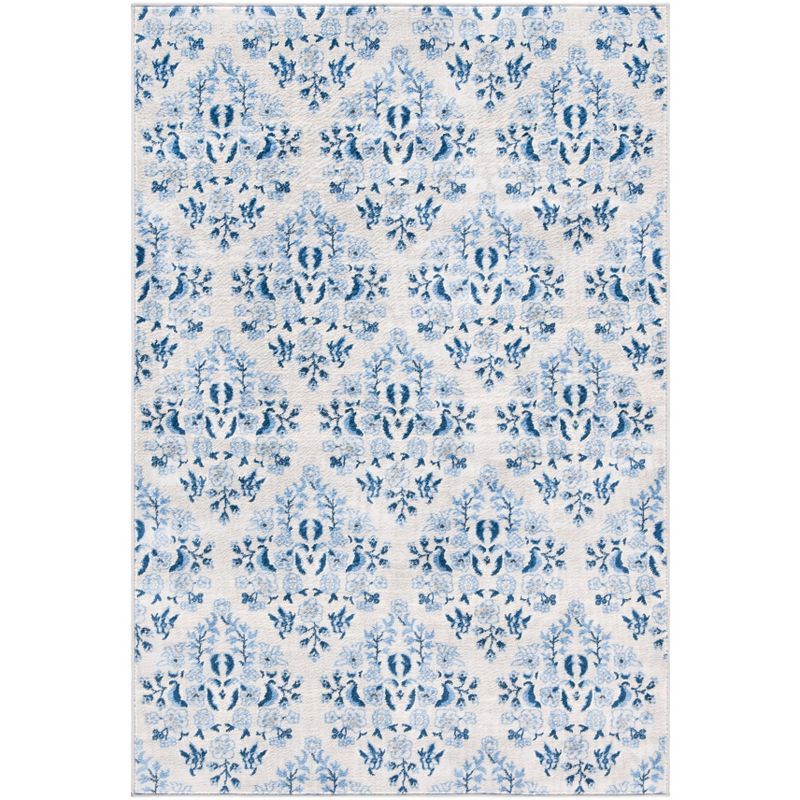 Heirloom Blue 4'x6' Hand-Knotted Synthetic Easy-Care Area Rug