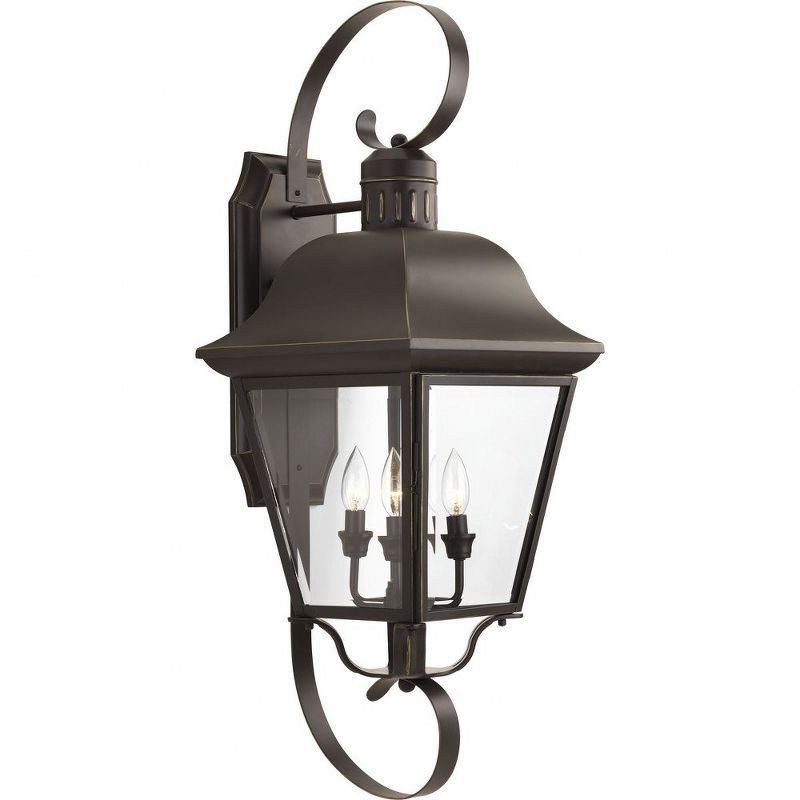 Andover Antique Bronze 4-Light Outdoor Wall Lantern with Beveled Glass Panels