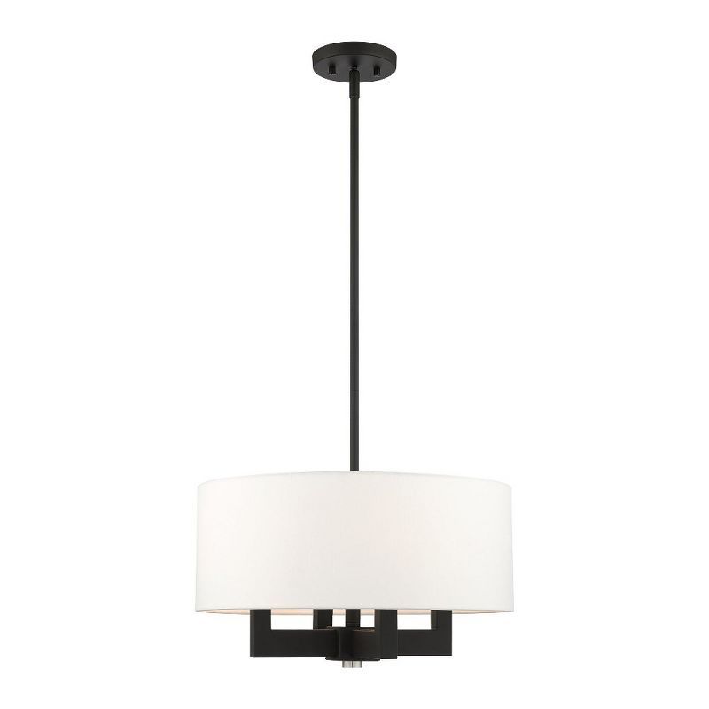 Black and Off-White 4-Light Drum Chandelier