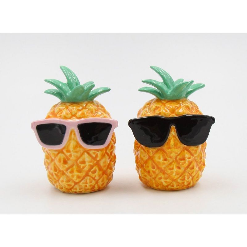 Tropical Ceramic Pineapple Sunglasses Salt and Pepper Shakers