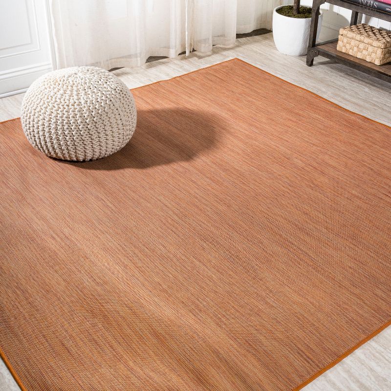 Ethan Modern Flatweave Solid Orange 6' Square Synthetic Rug