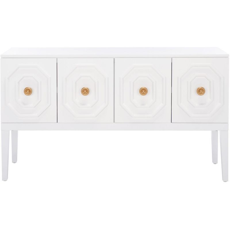 Riya White Mahogany 3-Door Sideboard with Gold Pulls