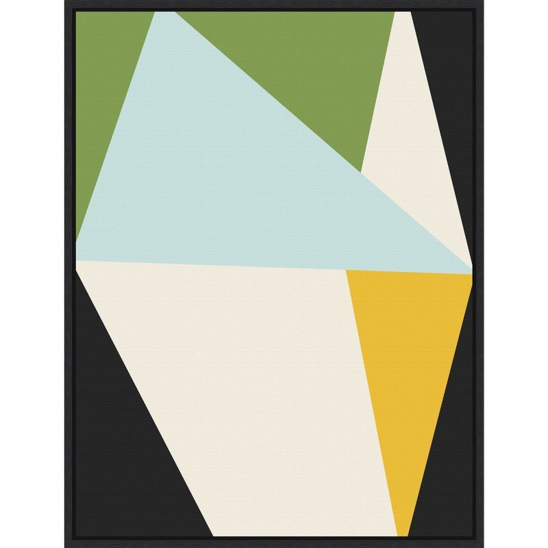 Modern Abstract Geometric Canvas Print with Black Frame 18 x 24 Inches