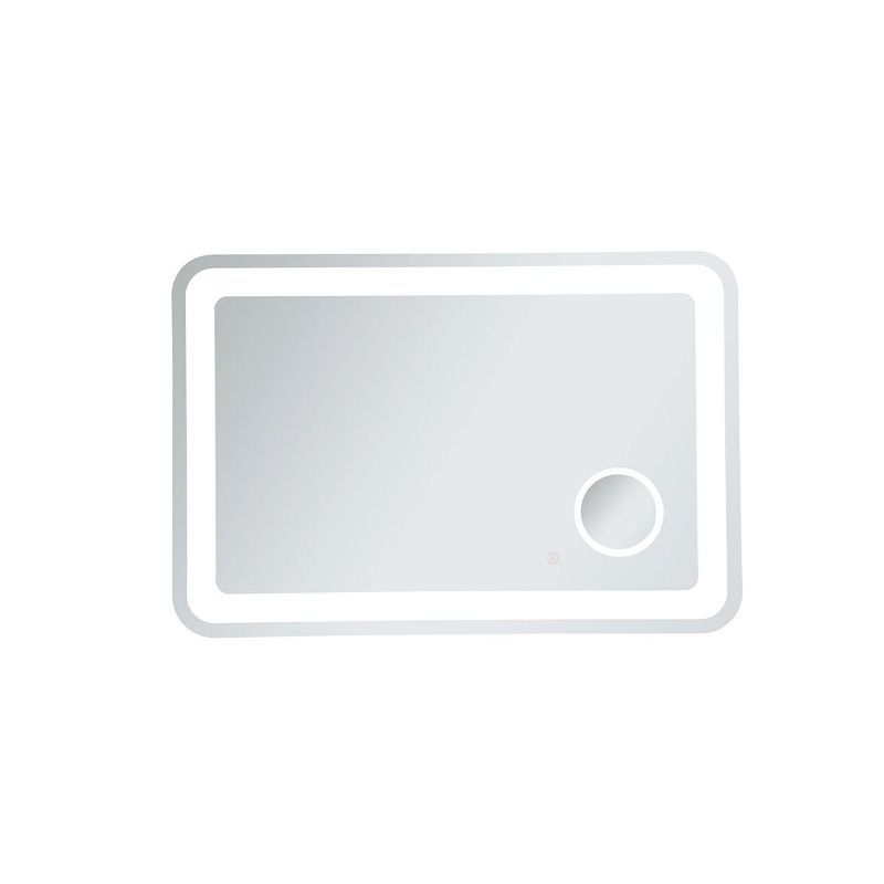 Glossy White LED Bathroom Mirror with Magnifier and Touch Sensor