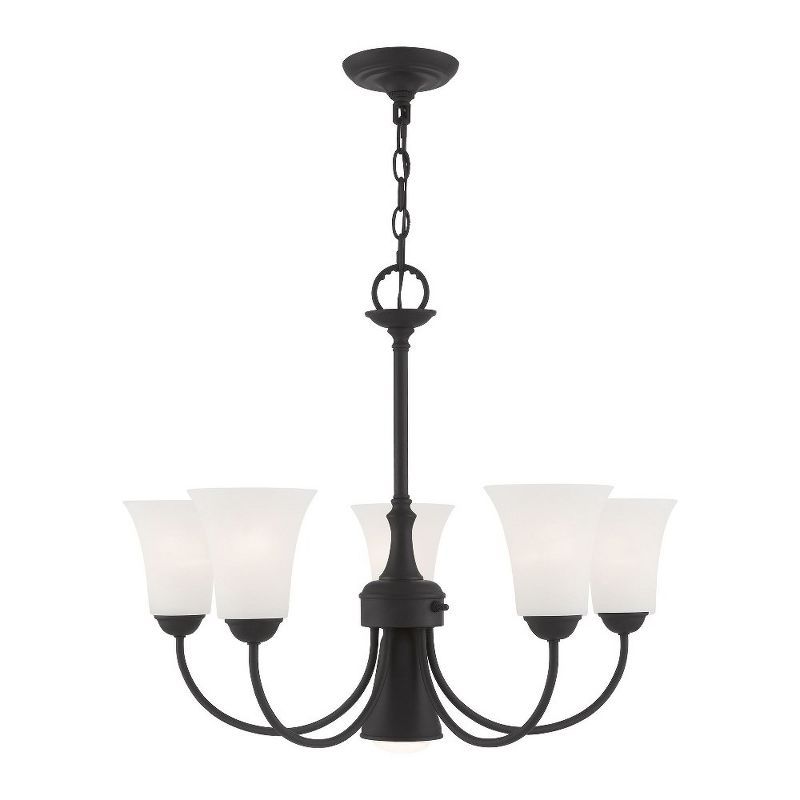 Ridgedale Satin Opal 6-Light Black Steel Chandelier