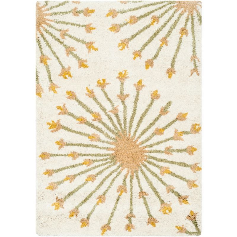 Hand-Tufted Beige Gold Wool Rectangular Area Rug, 2' x 3'