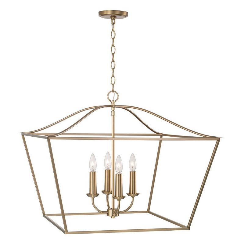 Grady 4-Light Matte Brass Pendant with Open-Air Frame