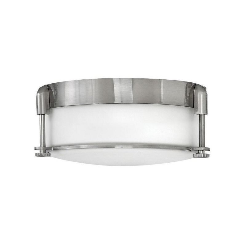 Transitional Brushed Nickel 2-Light LED Flush Mount with Etched Opal Glass