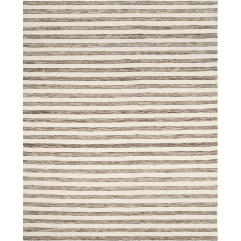 Ivory and Brown Wool Flat Woven 8' x 10' Area Rug