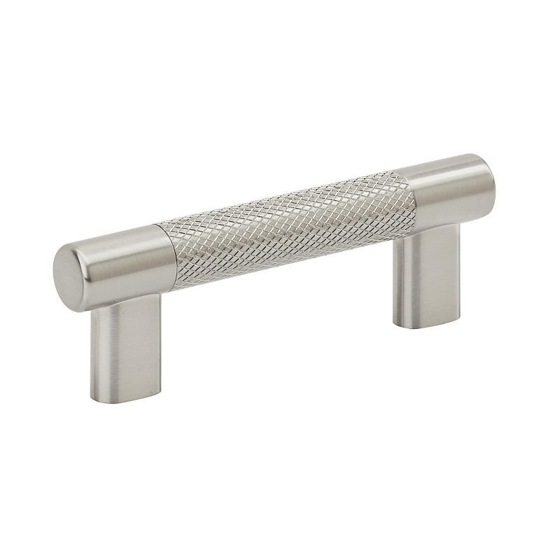 Satin Nickel Knurled Bar Cabinet Pull with Mounting Hardware