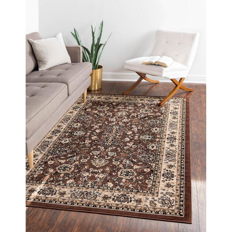 Easy-Care Reversible Brown/Ivory Synthetic 6' x 9' Rug