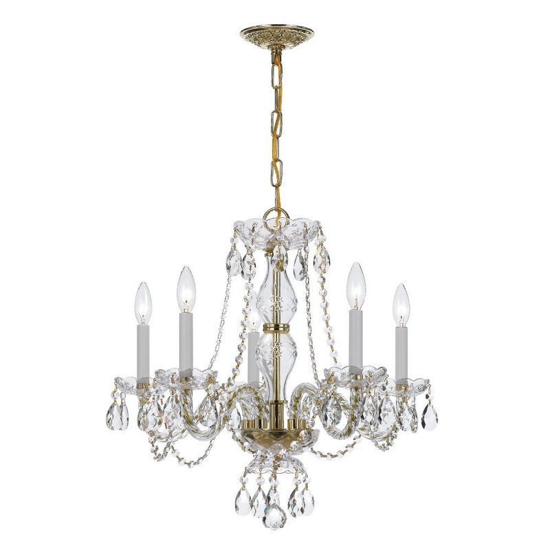 Polished Brass Mini Crystal 5-Light Candle Chandelier