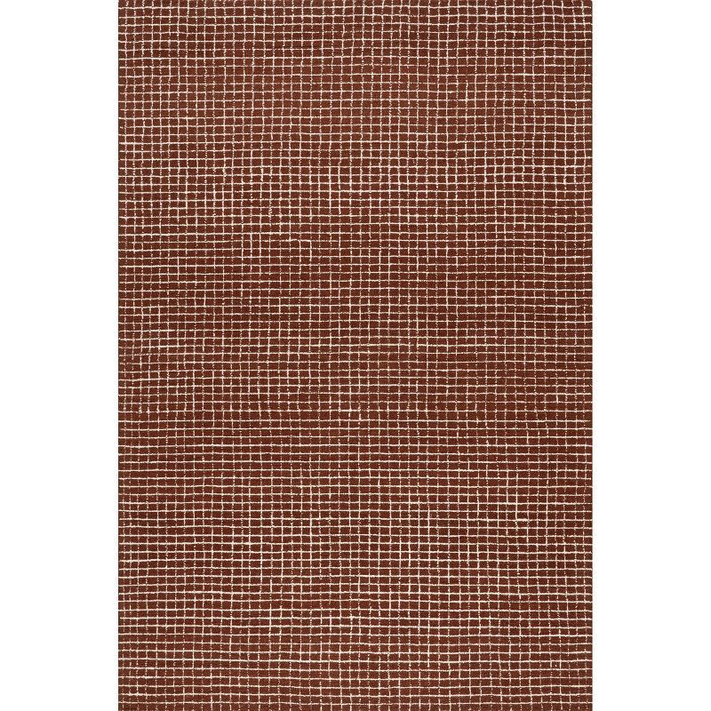 Chestnut and Ivory Hand-Tufted Wool Rectangular Area Rug, 9' x 12'