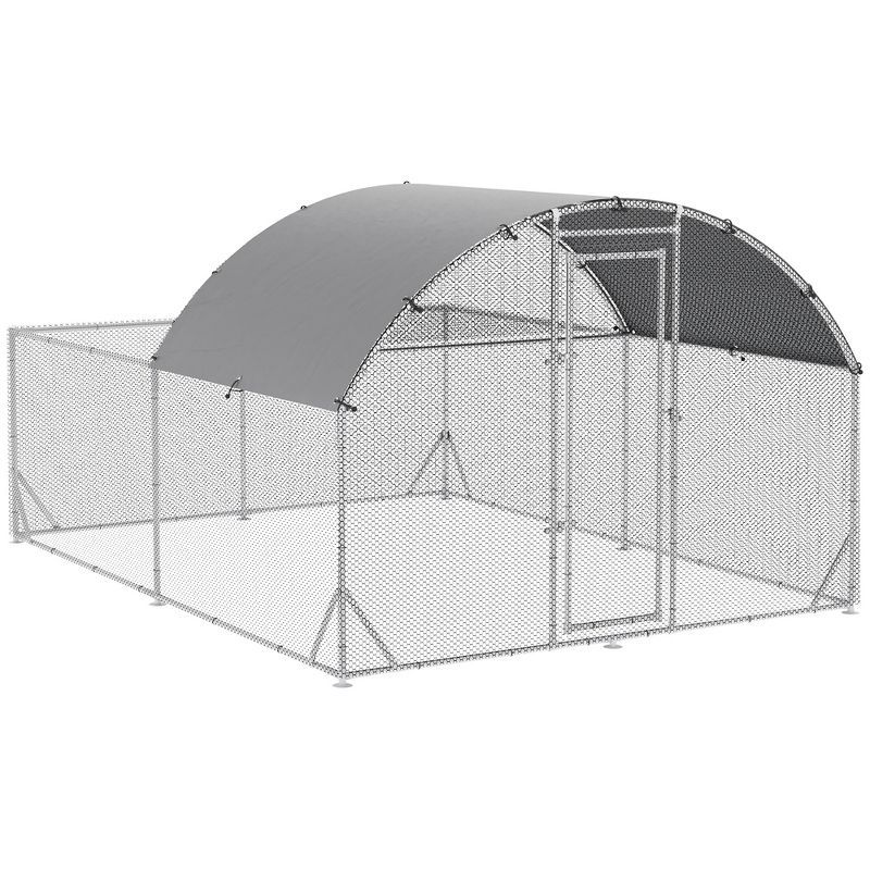 Large Metal Walk-In Chicken Coop with Roof Cover