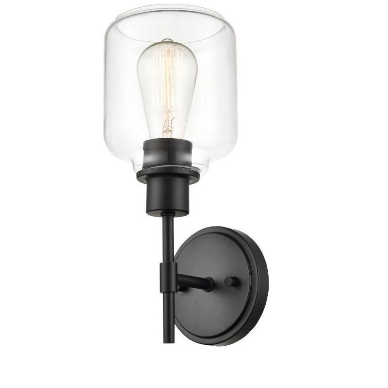 Matte Black Glass Jelly Jar Wall Sconce