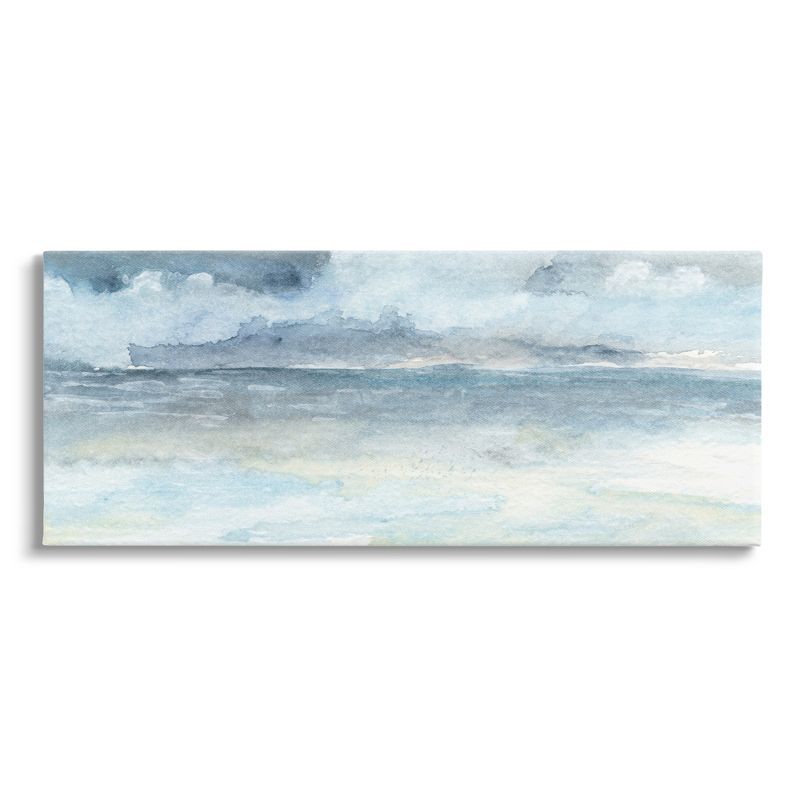 Abstract Cloudy Ocean Waves Canvas Wall Art, 25x50 in