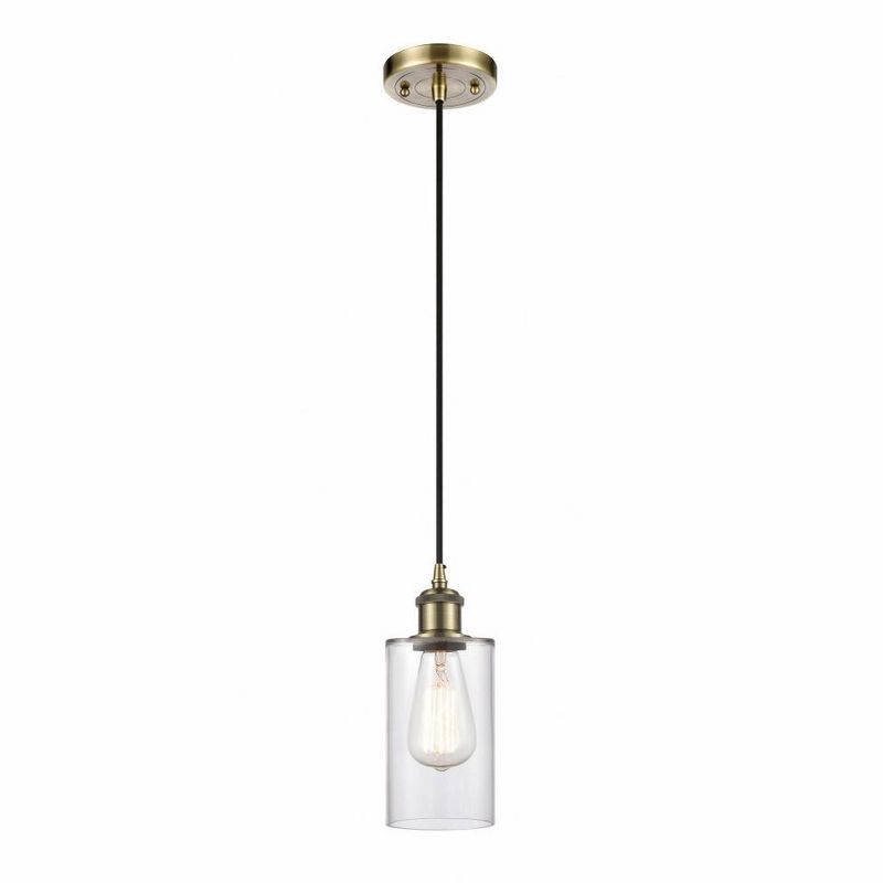 Antique Brass Mini Pendant with Clear Glass Shade