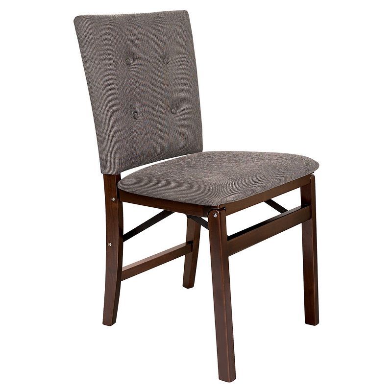 Espresso Brown Upholstered Parsons Folding Side Chair Set