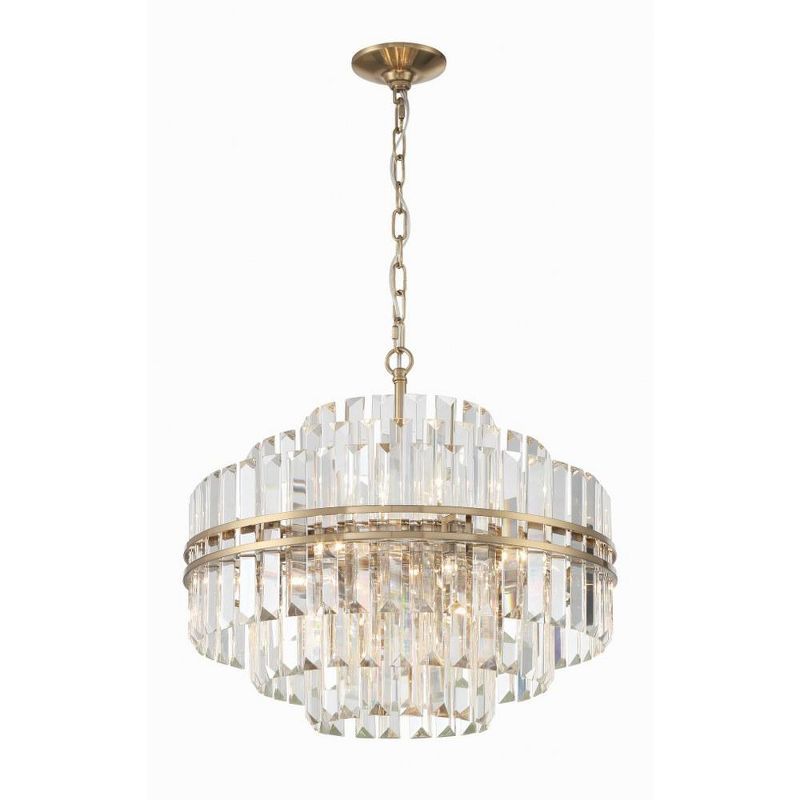 Aged Brass and Crystal 12-Light Chandelier