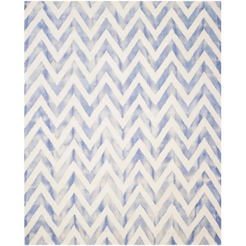 Ivory and Blue Hand-Tufted Wool 8' x 10' Area Rug