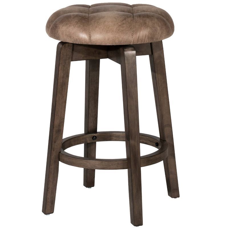 Odette Rustic Gray Backless Swivel Wood Counter Stool