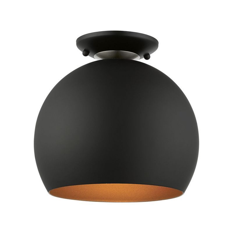 Black and Gold Aluminum 1-Light Semi-Flush Mount