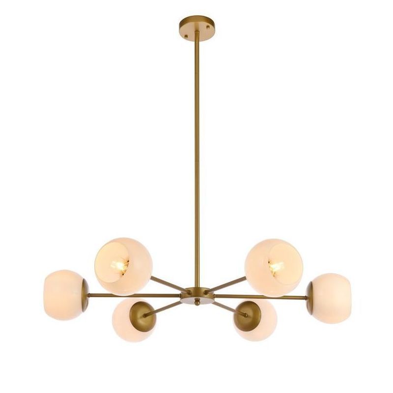 Elegant Brass and White Glass Globe Adjustable Pendant Light