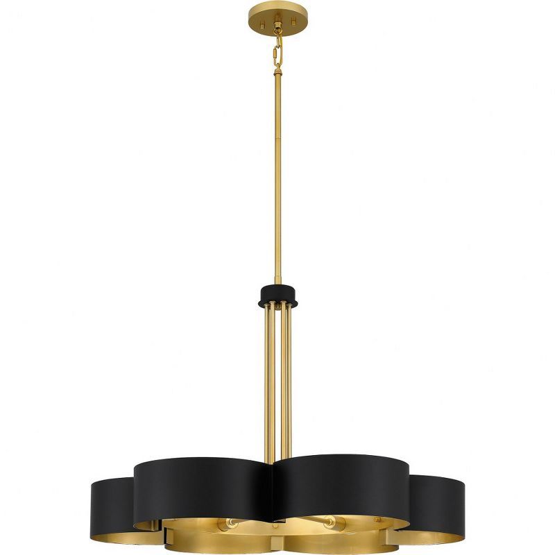 Matte Black and Gold 28" Steel Quatrefoil Chandelier