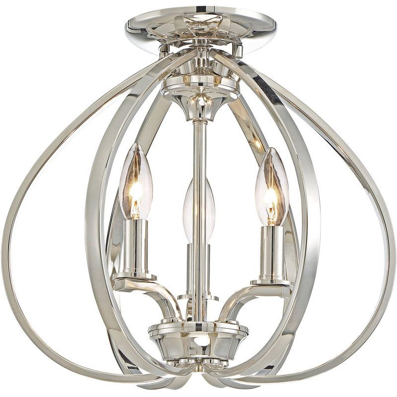 Polished Nickel 3-Light Semi Flush Mount Ceiling Fixture