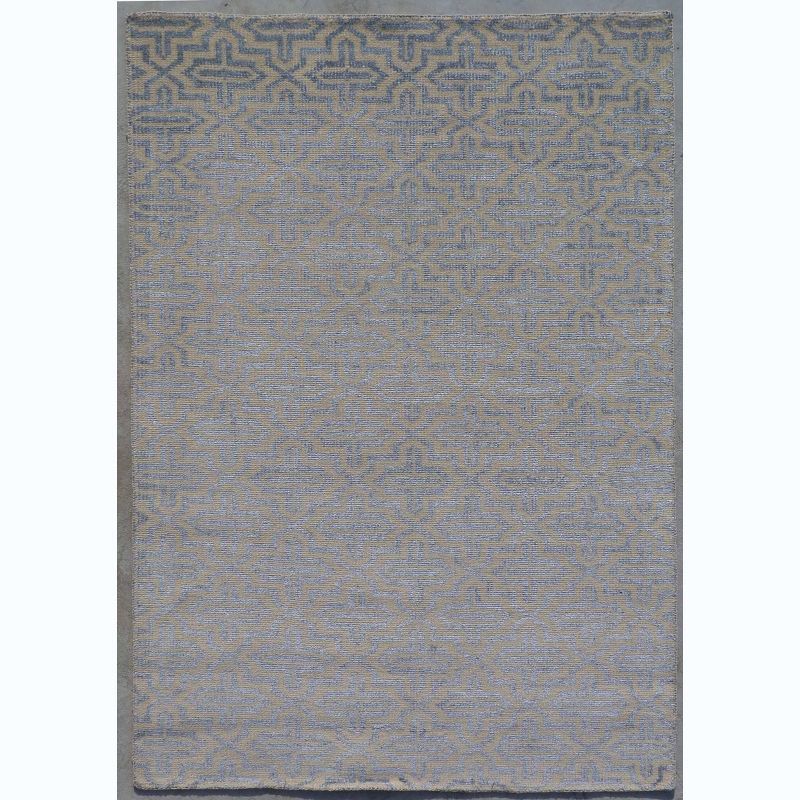 Gray Hand-Knotted Wool and Viscose 4' x 6' Area Rug