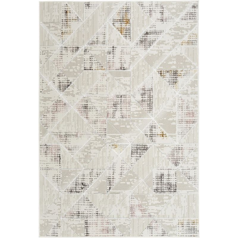 Ivory Abstract Shimmer 5' x 7' Synthetic Area Rug