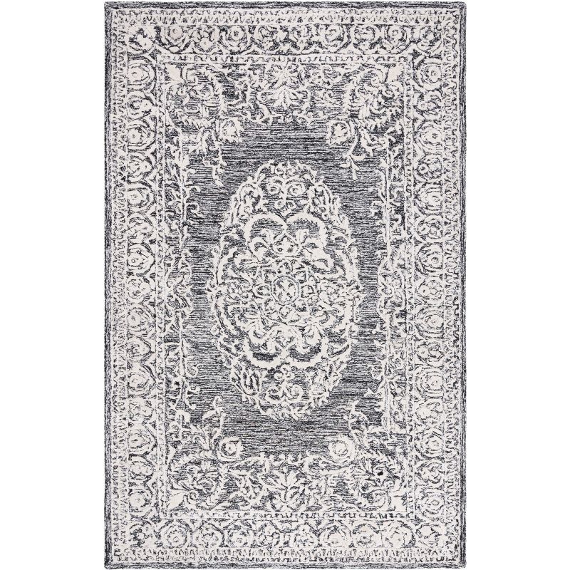 Safavieh 5 x 8 ft. Black and Ivory Hand-Tufted Wool Area Rug