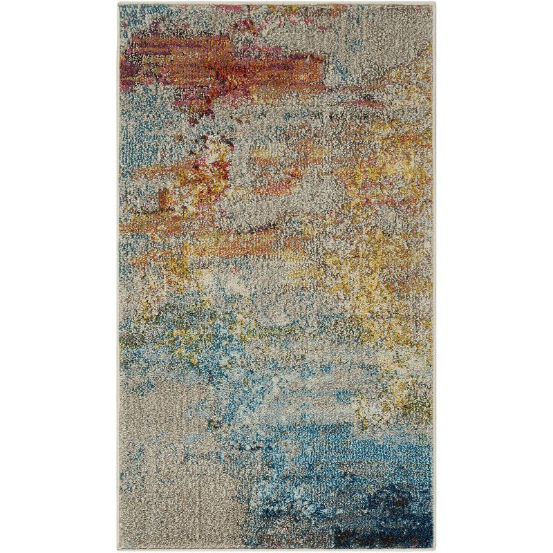 Celestial 2x4 Ft Med Grey Abstract Synthetic Rug