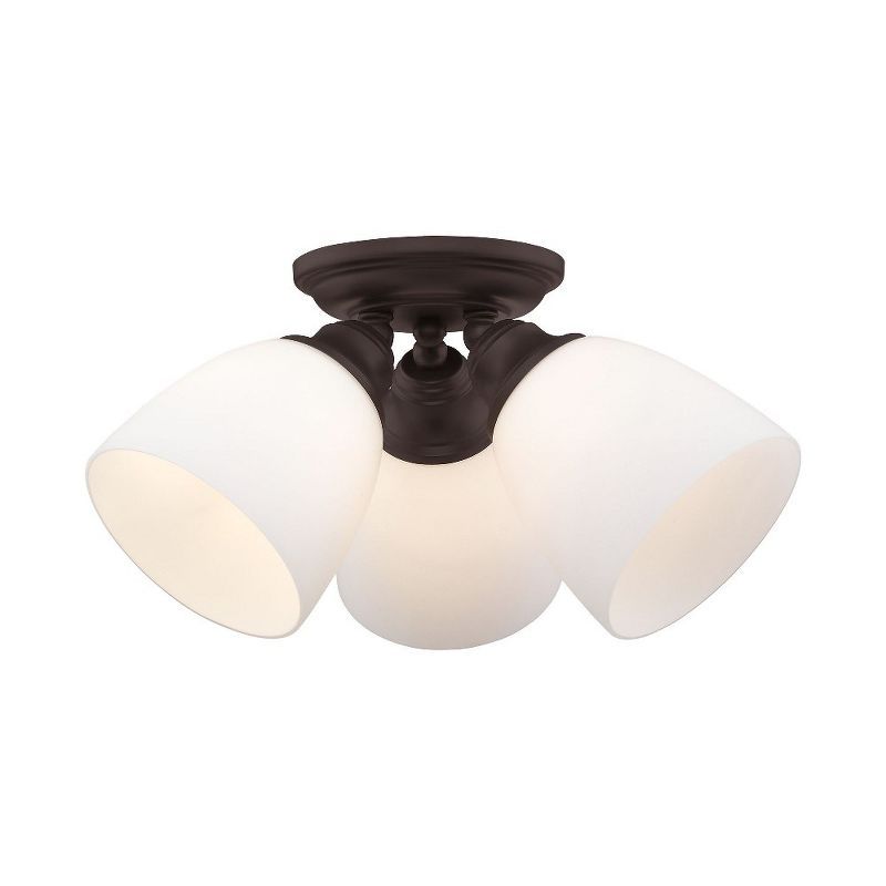 Somerville 3-Light Bronze Flush Mount with Opal Glass