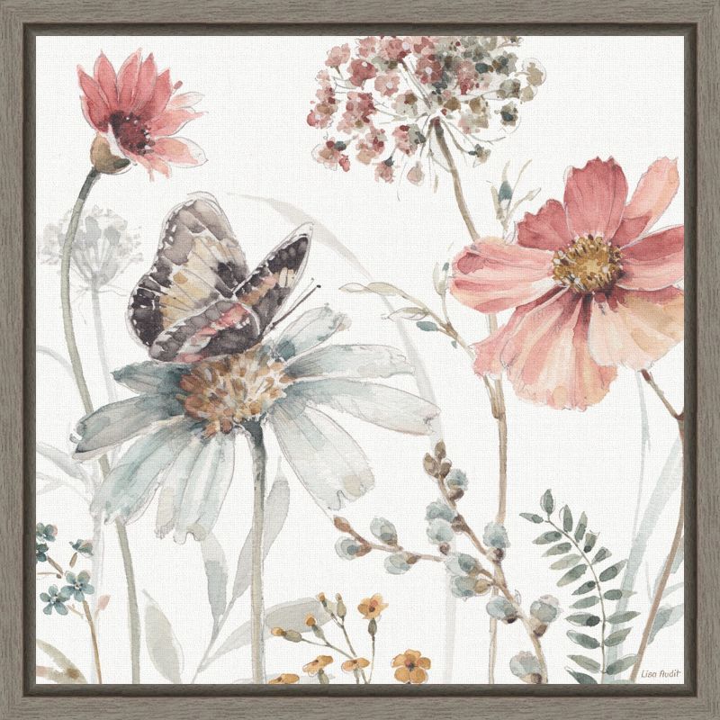 Sylvie Greywash Framed Botanic-Inspired Canvas Wall Art