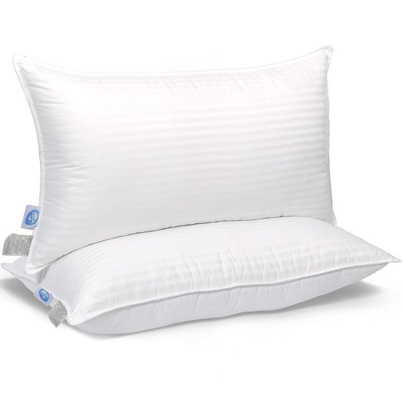 White Goose Feather Down Blend Firm Support Pillows, Set of 2