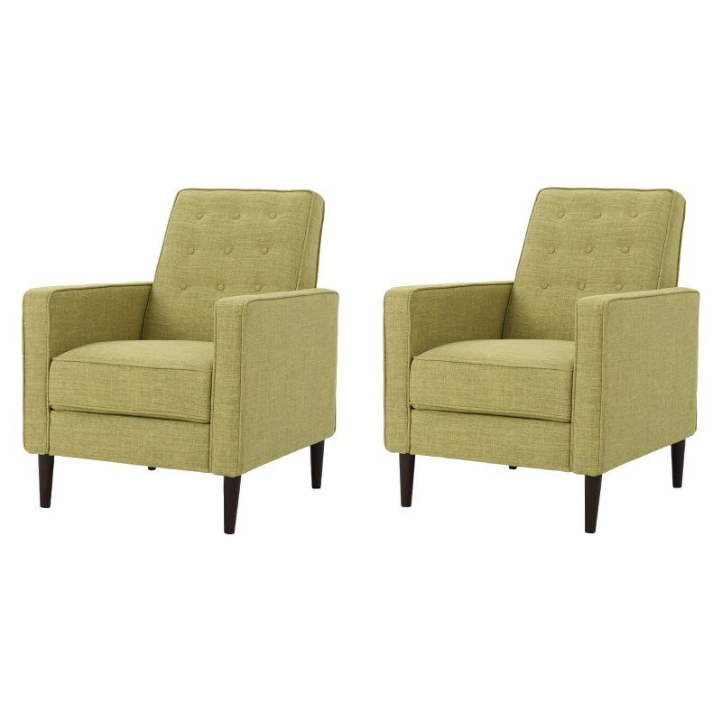 Muted Green Microfiber Mid-Century Modern Recliner Set