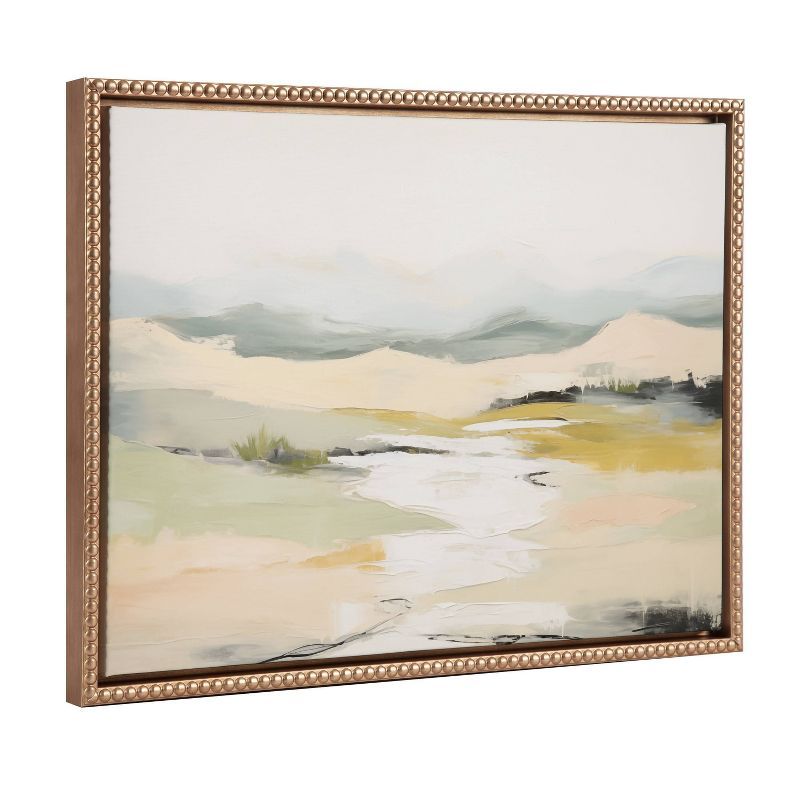 Gold Beaded Frame Abstract Landscape Canvas Wall Art, 18x24