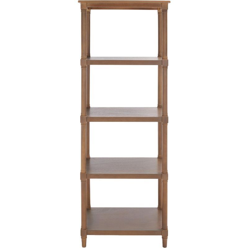 Transitional Sepia Pine 5-Tier Spindle Bookcase