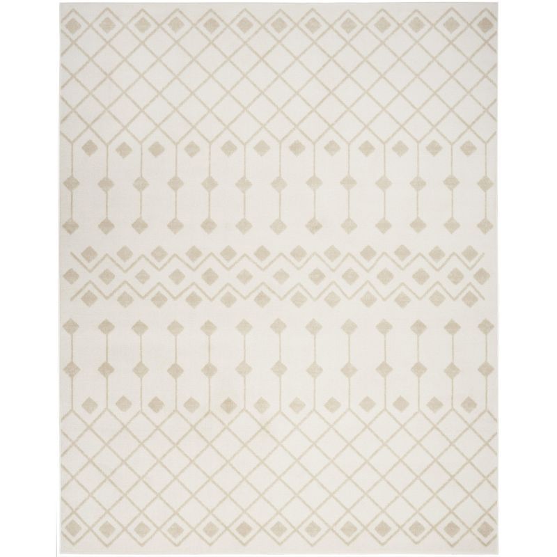 Ivory Beige Geometric Synthetic 5' x 7' Area Rug