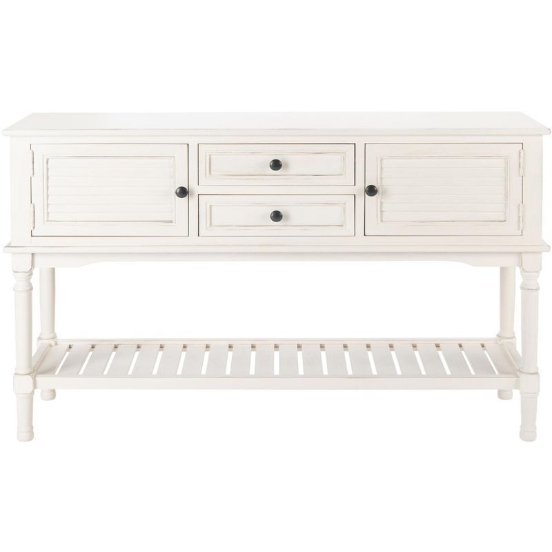 Distressed White Wood Hallway Table with Storage