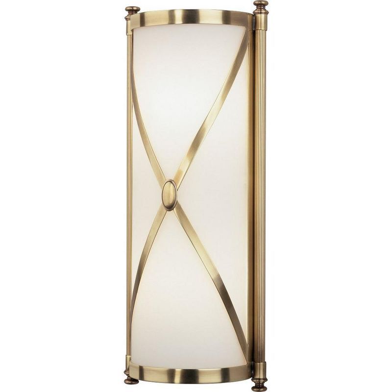 Elegant Frosted White and Antique Brass Wall Sconce