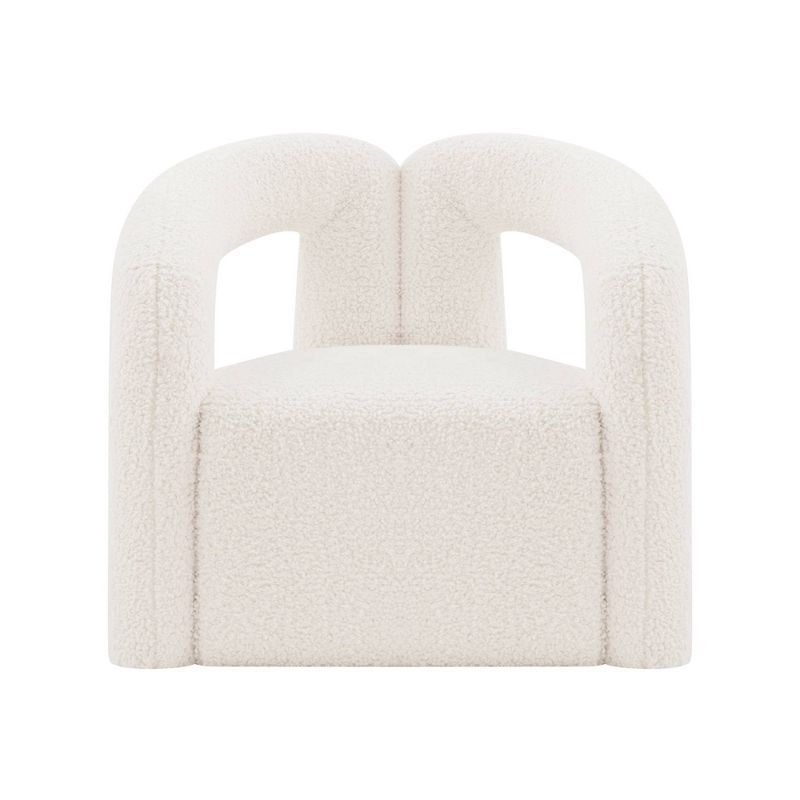 Cream Boucle Upholstered Modern Accent Chair with Pine Wood Frame