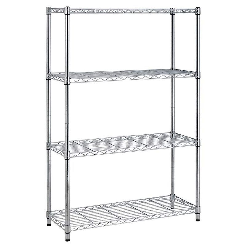 Chrome Adjustable 4-Tier Metal Wire Shelving Unit