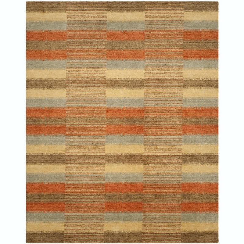Handmade Red and Beige Wool Rectangular 8' x 10' Area Rug