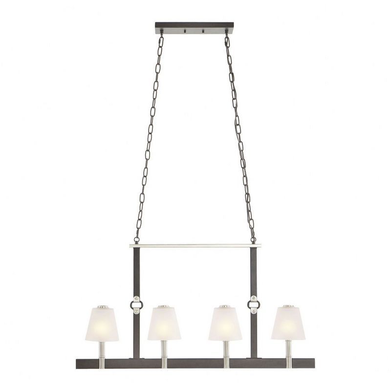 Espresso Satin Nickel 4-Light Chandelier with Frosted Glass