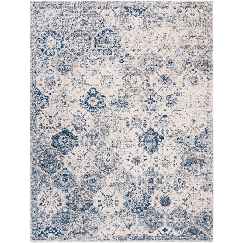 Royal Elegance White & Royal Blue Hand-Knotted Cotton Rug 9' x 12'