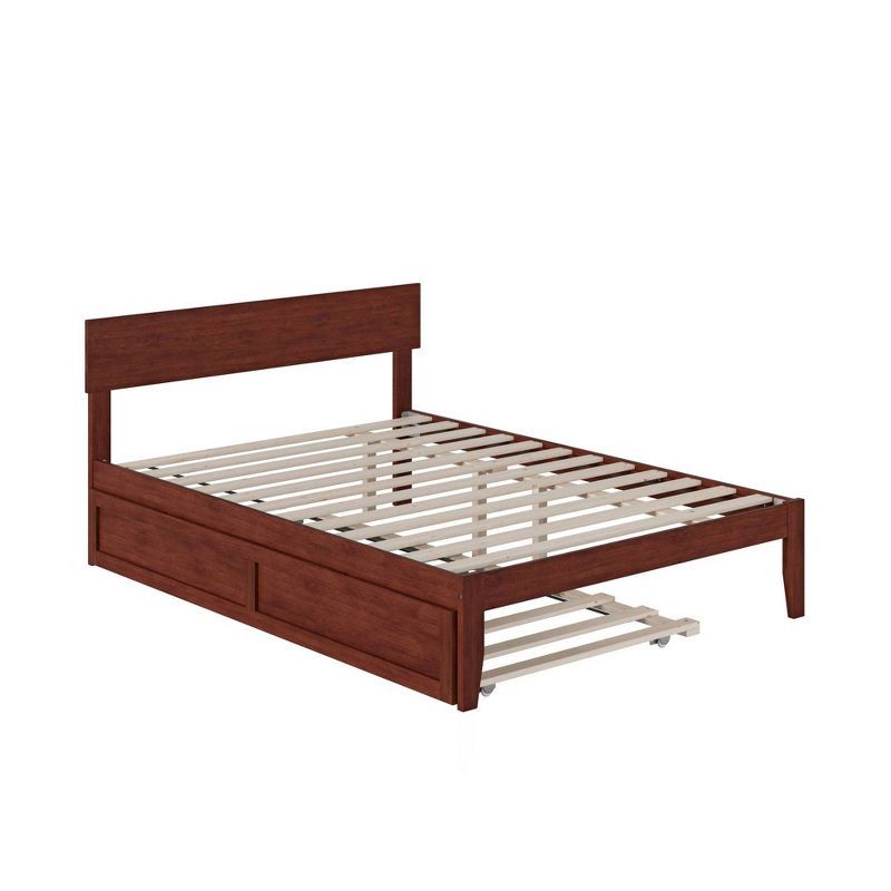 Walnut Full Platform Bed with Trundle and Drawers