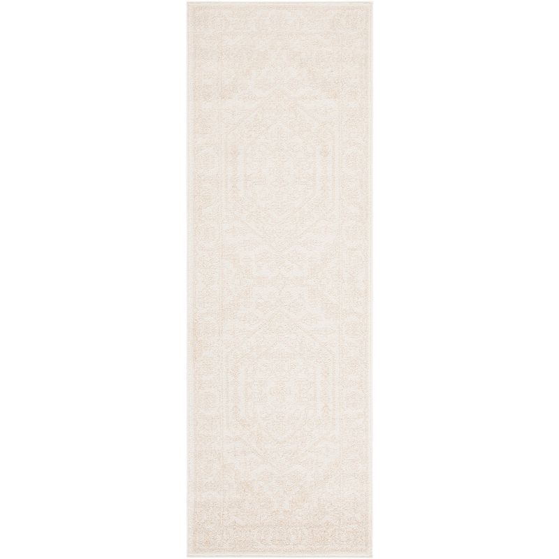 Ivory and Beige Oriental Runner Rug 2'6" x 6'