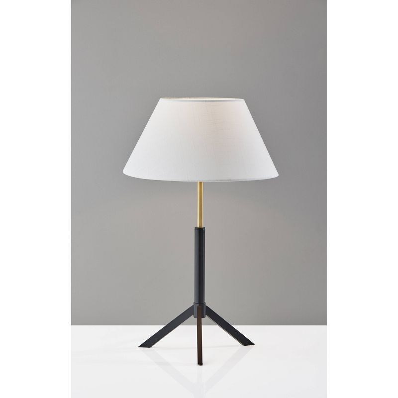 Harvey Black Metal Tripod Table Lamp with Linen Shade